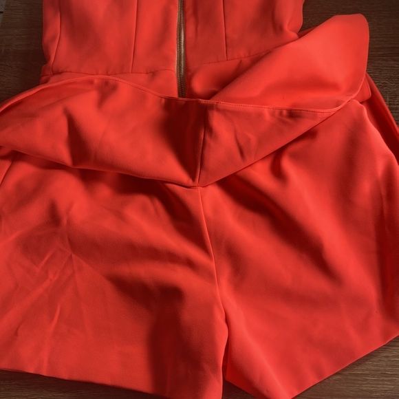 Jay Godfrey Brunet Romper in Neon Coral Womens Size 4 - Picture 15 of 16